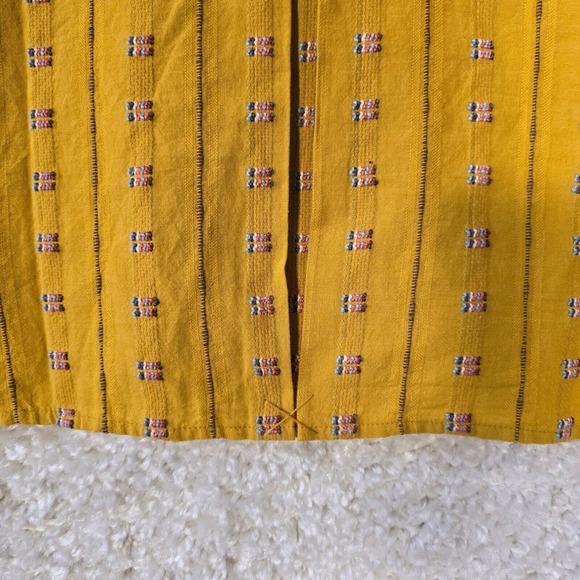 Habitat Clothes Top Womens Medium Yellow Button Up Long Sleeve Geometric - Picture 10 of 14